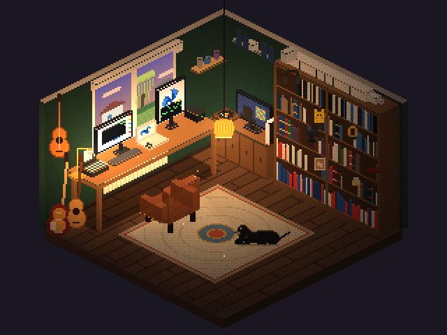 Aperçu du bureau de Simon en pixel art